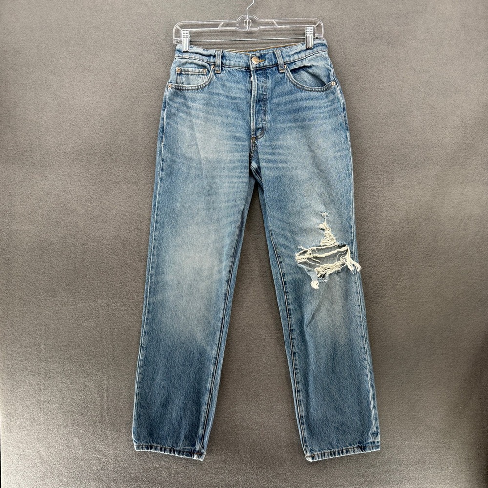 Garage Denim Jeans 01-25 Button Fly 90s Boyfriend Distressed High Rise Blue